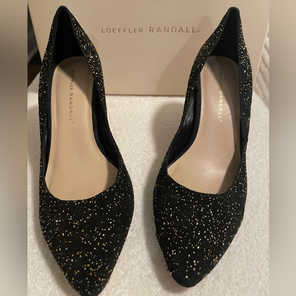 Loeffler Randall Black Tamsin Pumps with Gold Flecks Size 8 - Picture 3 of 8